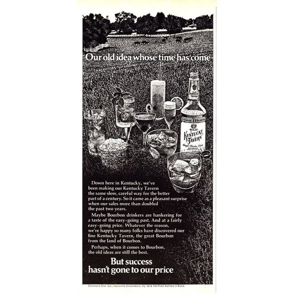 Kentucky Tavern Bourbon Vintage Print Ad Horse Pasture White Fence Wall Art - Picture 1 of 2